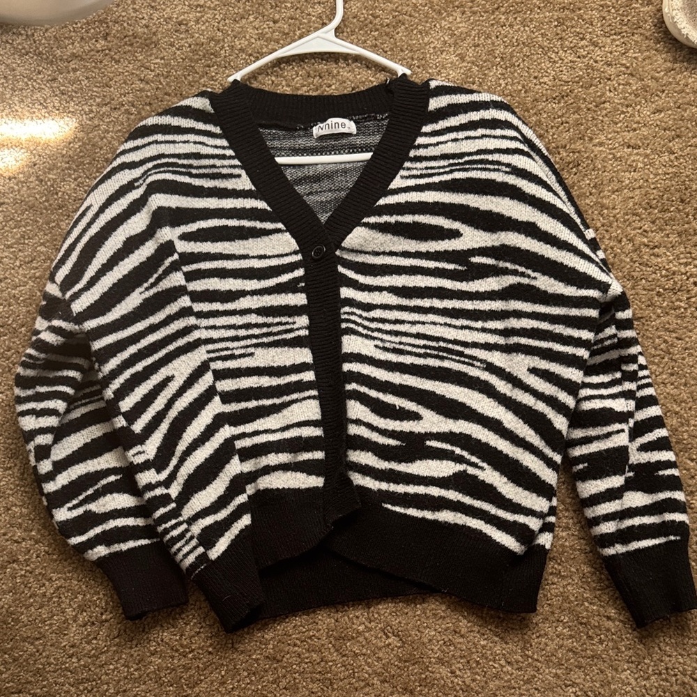 Nordstrom Black and White Zebra Cardigan